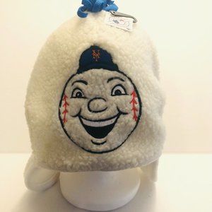 MLB Ny Mets Over Ear Beanie Toboggan Vintage Authentic Apparel Logo Pre Owned